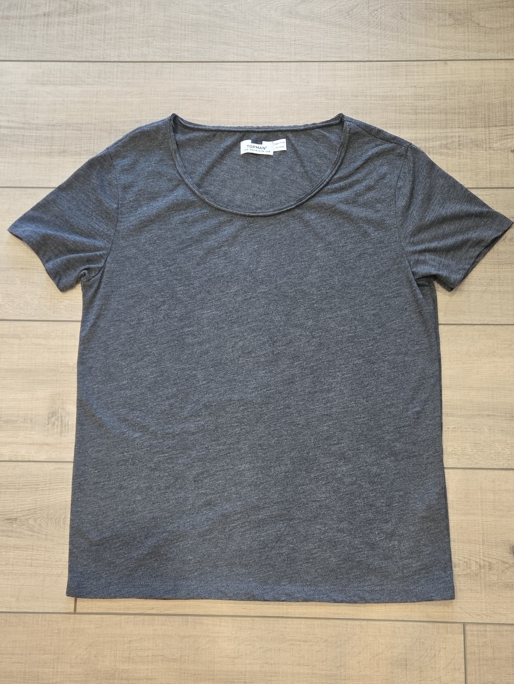 Topman Charcoal Heather Scoop Neck Short Sleeve Tee